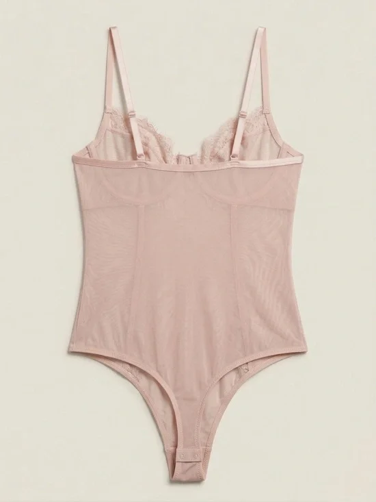 La Vie En Rose Lace & Mesh Bodysuit - Blush - Picture 2 of 2